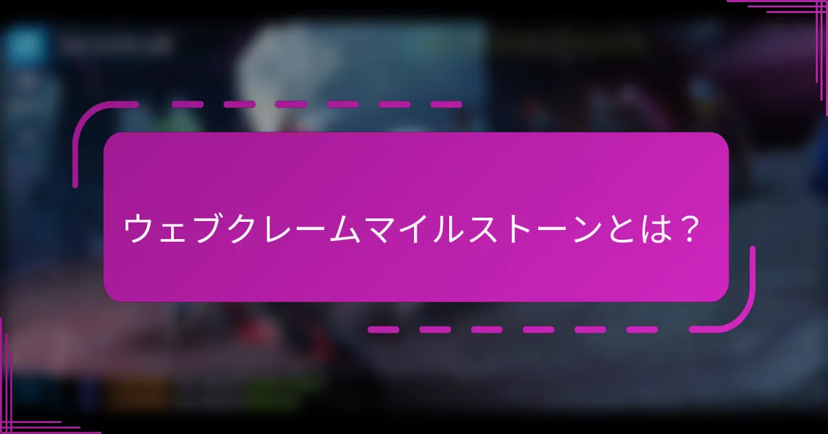 ウェブクレームマイルストーンとは?
